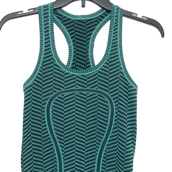 Lululemon 2 Aqua Striped Razorback Tank, Soft - Picture 6 of 8